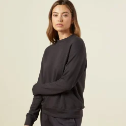 MONROW Supersoft Fleece Boyfriend Sweatshirt FADEDBLACK Outlet